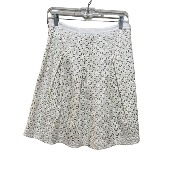 Tory Burch Haylie Eyelet Lace Cotton Midi Skirt Cream Size 6 - Picture 6 of 8